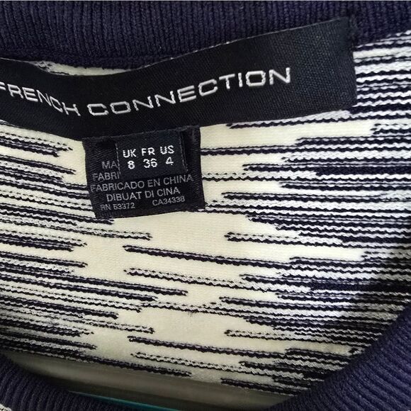 French Connection Navy and Cream Patterned Dress - Picture 7 of 7